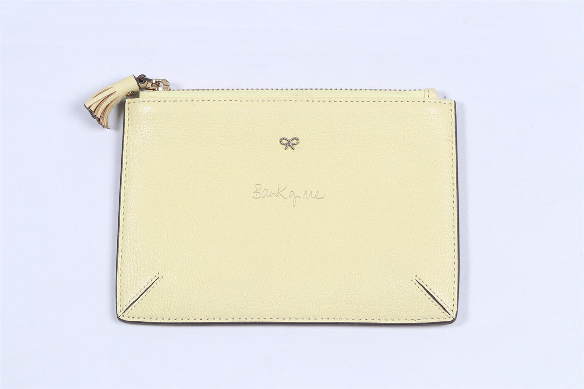 ANYA HINDMARCH YELLOW BANK OF ME LEATHER PURSE
