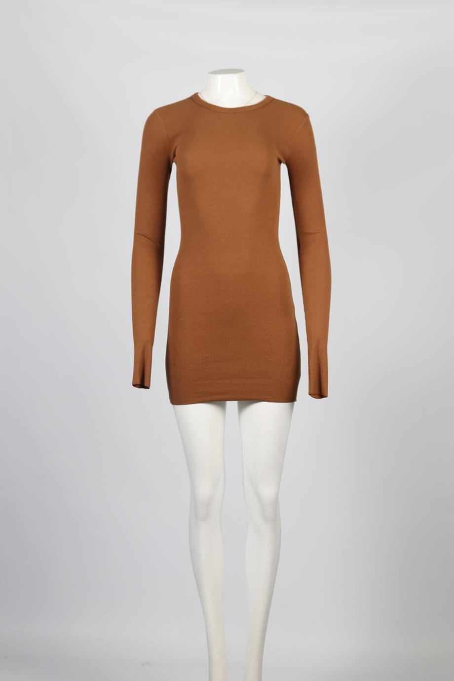 ETERNE RIBBED COTTON BLEND MINI DRESS SMALL