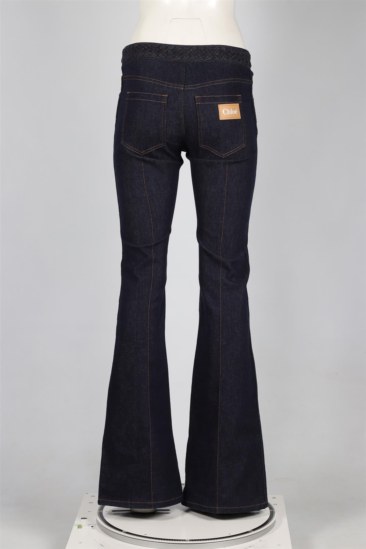 CHLOÉ NAVY HIGH RISE FLARED JEANS FR 36 UK 8