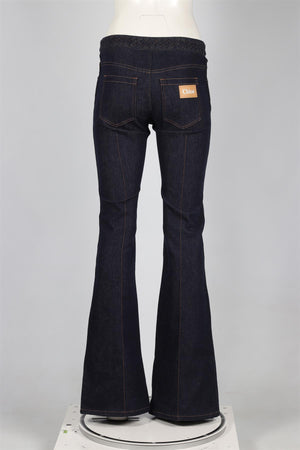 CHLOÉ NAVY HIGH RISE FLARED JEANS FR 36 UK 8