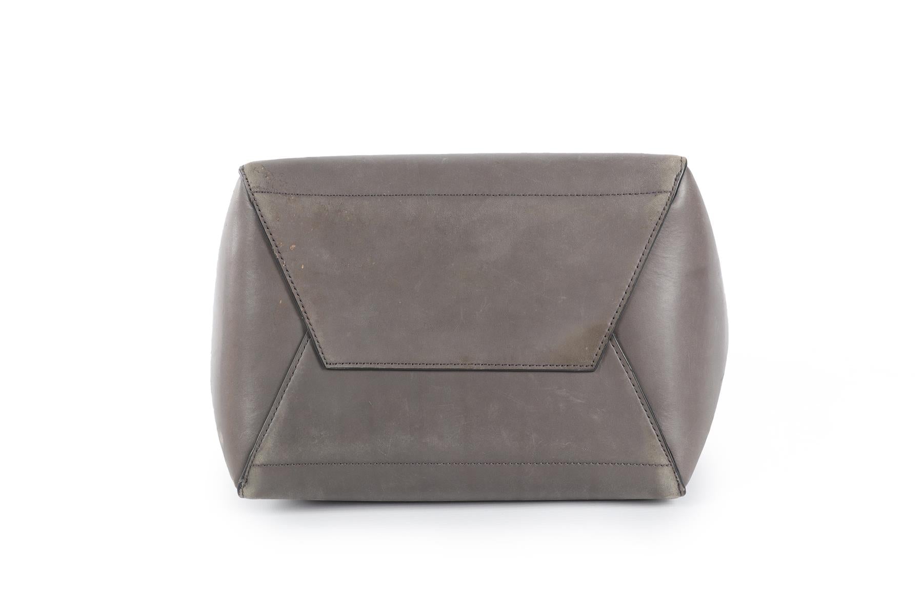 CELINE GREY SANGLE LEATHER SHOULDER BAG