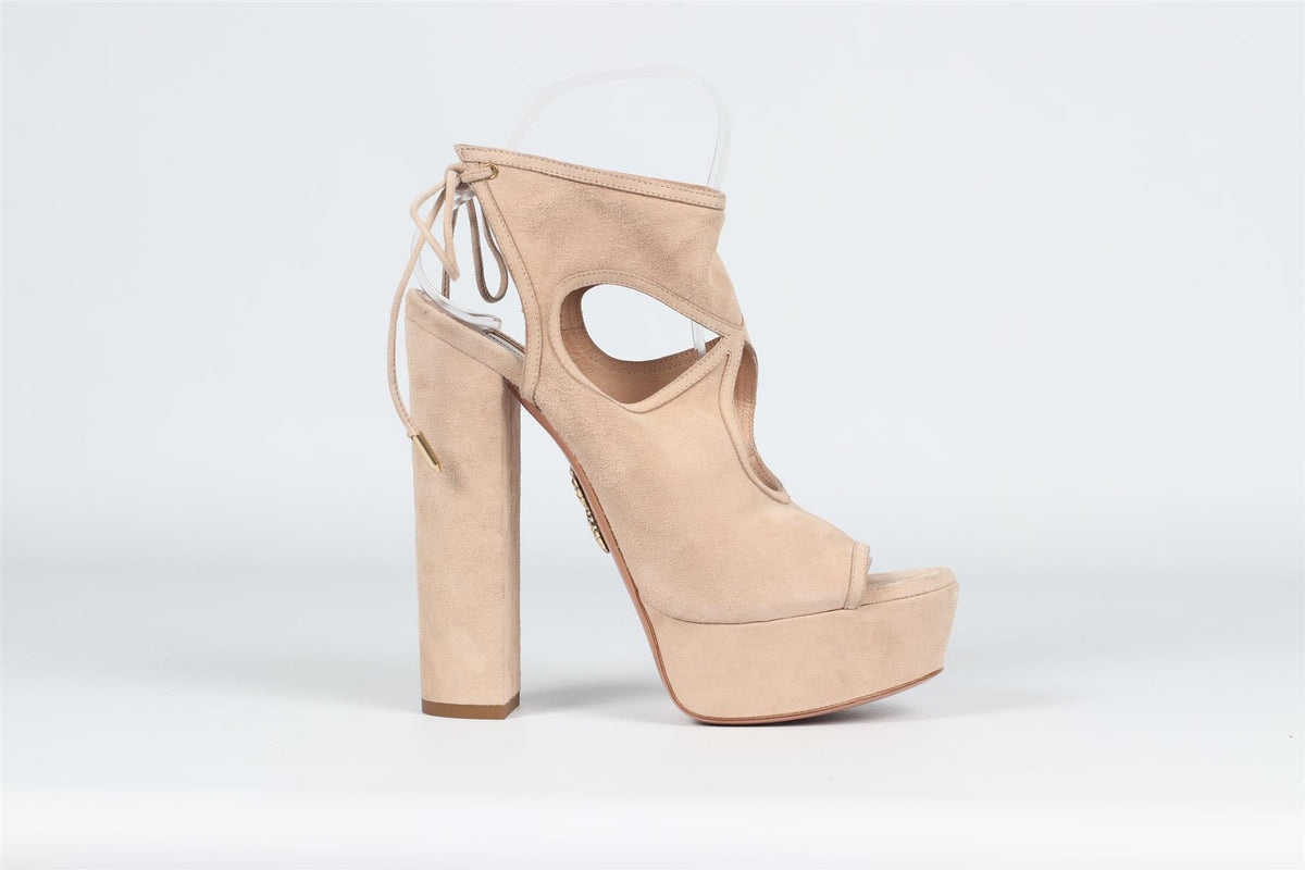 AQUAZZURA NUDE SUEDE SANDALS EU 38.5 UK 5.5 US 8.5
