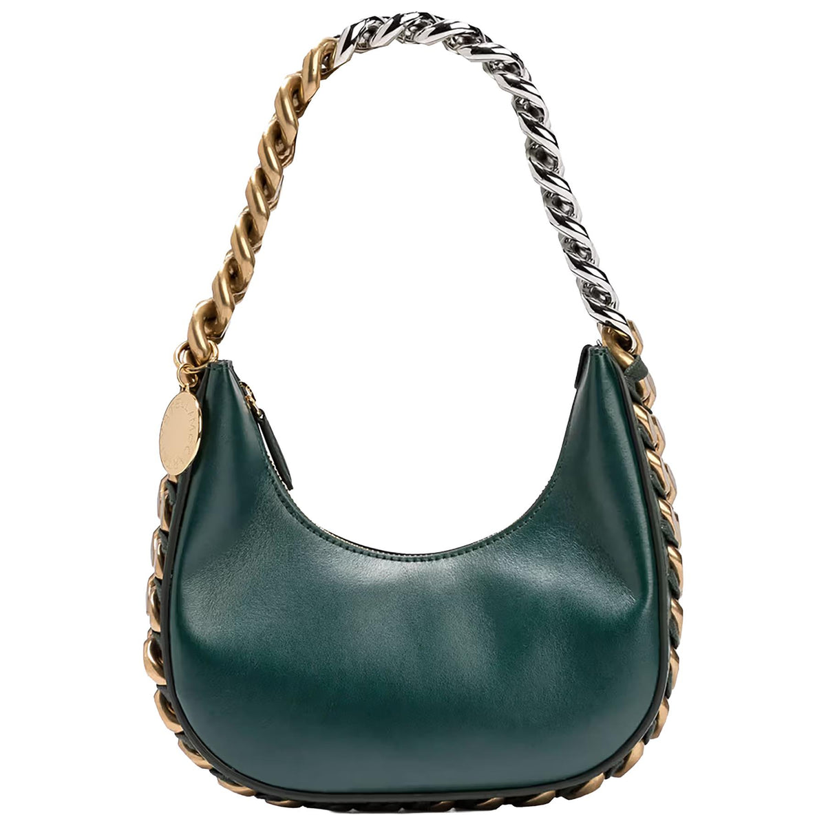 STELLA MCCARTNEY GREEN FRAYME SMALL FAUX LEATHER SHOULDER BAG