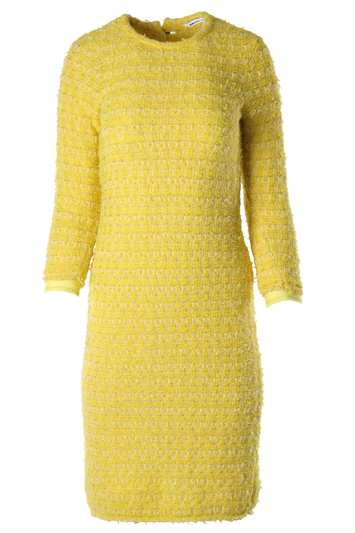 BALENCIAGA YELLOW WOOL MIDI DRESS XSMALL