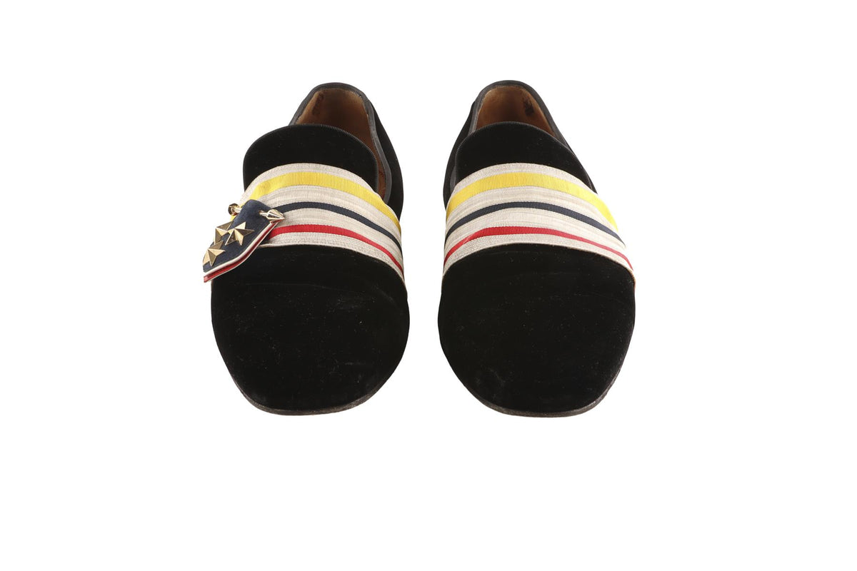 CHRISTIAN LOUBOUTIN BLACK MEN'S VELVET LOAFERS EU 44 UK 10 US 11