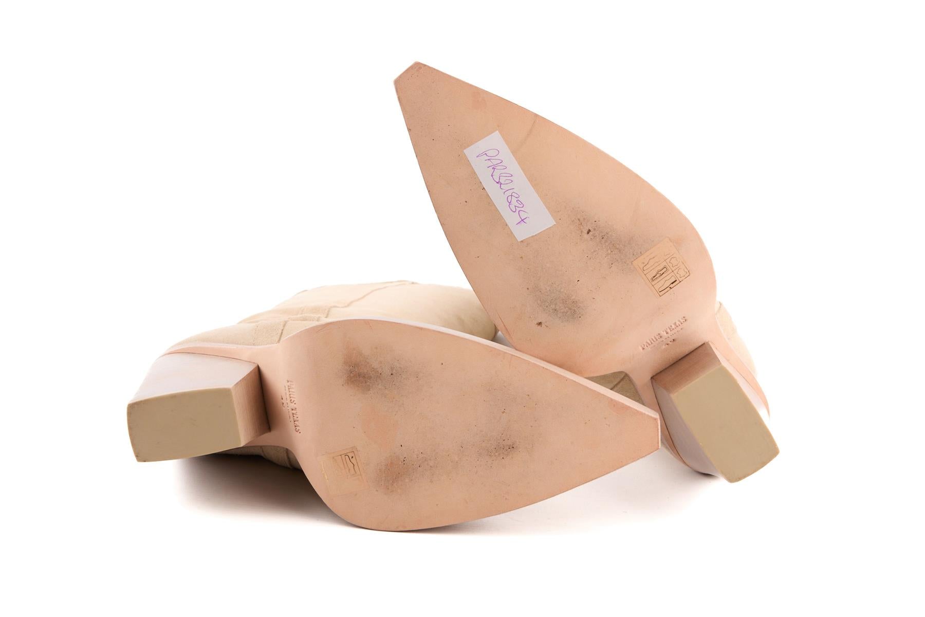 PARIS TEXAS ECRU SUEDE KNEE HIGH BOOTS EU 40 UK 7 US 10