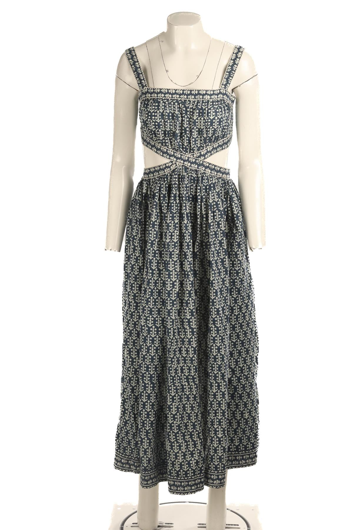 DOEN BLUE COTTON MAXI DRESS XSMALL