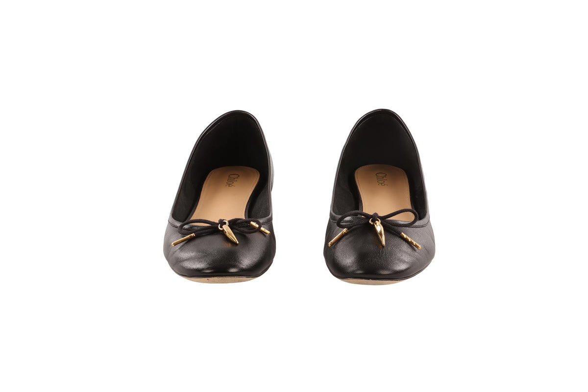 CHLOÉ BLACK LEATHER BALLET FLATS EU 38.5 UK 5.5