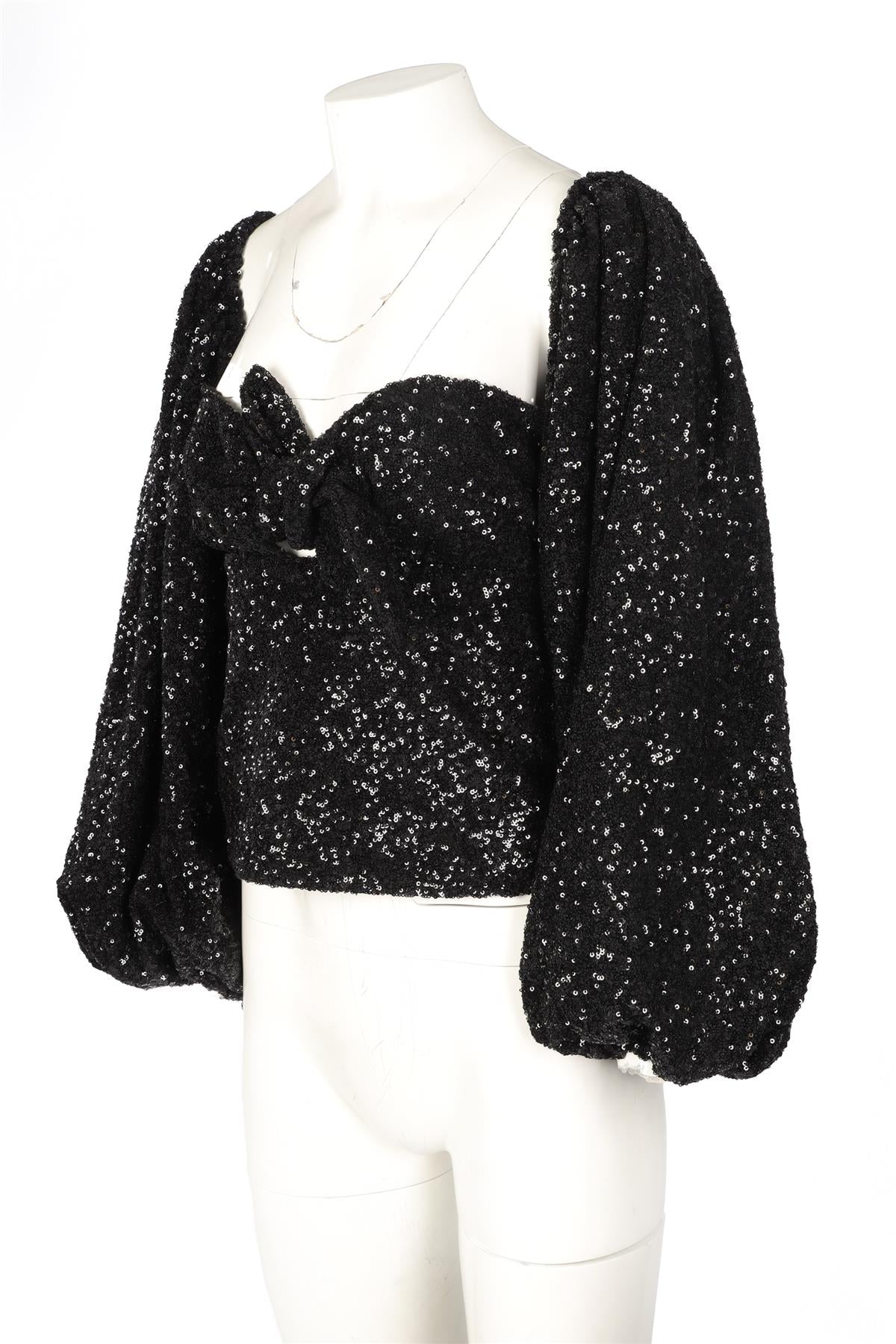 THE ATTICO BLACK SEQUIN TOP IT 38 UK 6