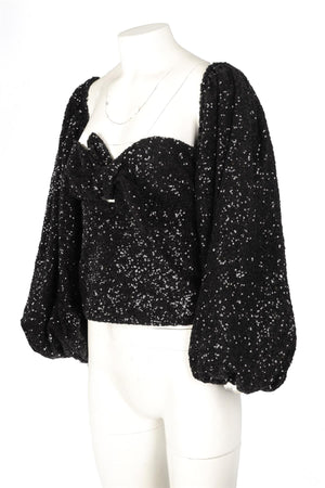 THE ATTICO BLACK SEQUIN TOP IT 38 UK 6