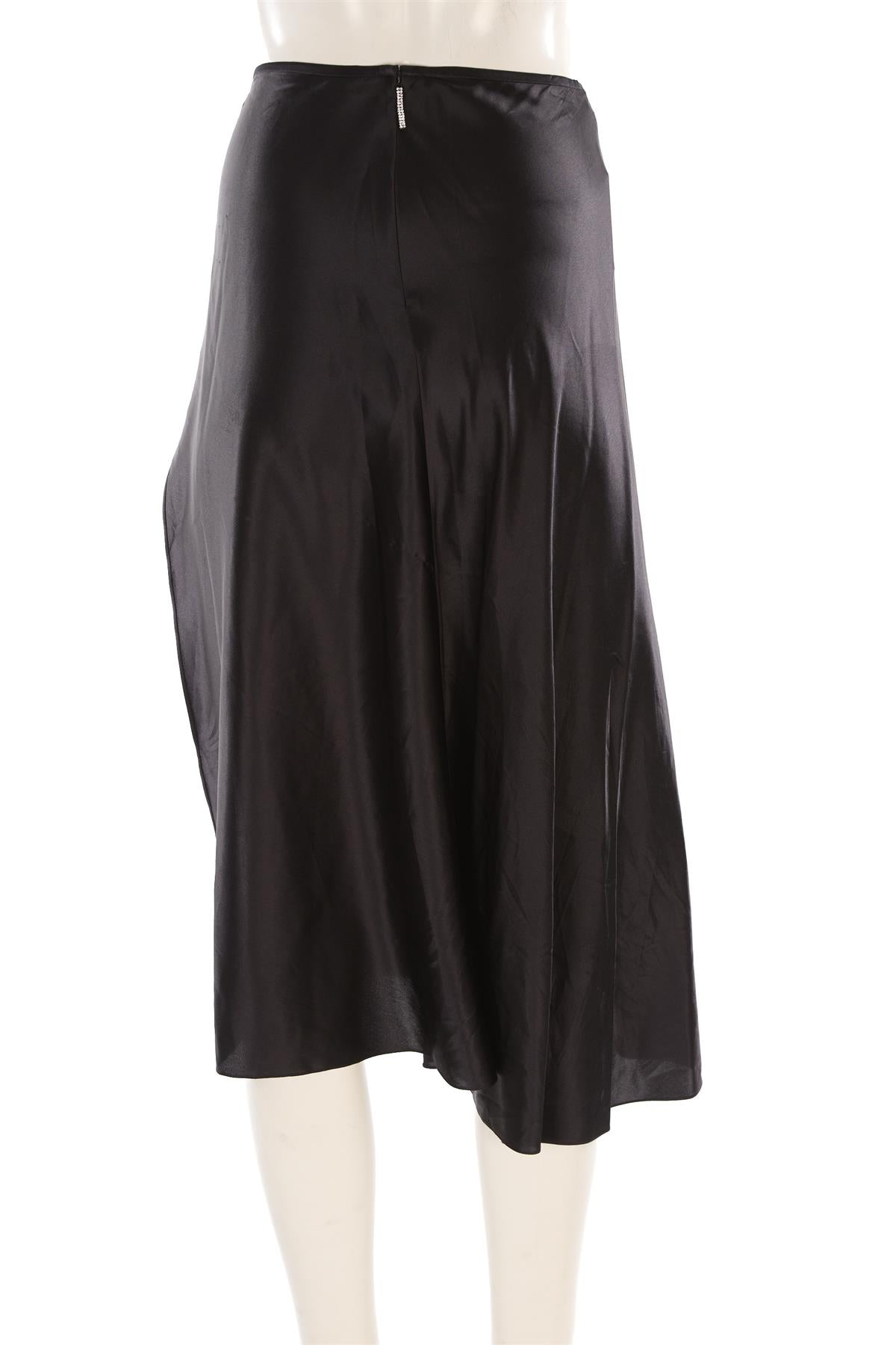 NUÉ STUDIO BLACK SATIN MIDI SKIRT XSMALL