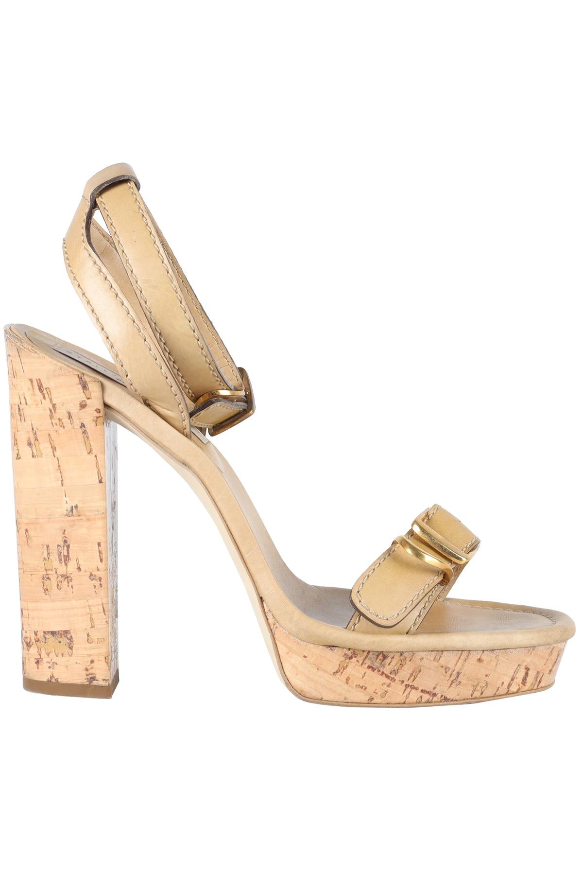 STELLA MCCARTNEY BEIGE LEATHER PLATFORM SANDALS EU 38 UK 5 US 8