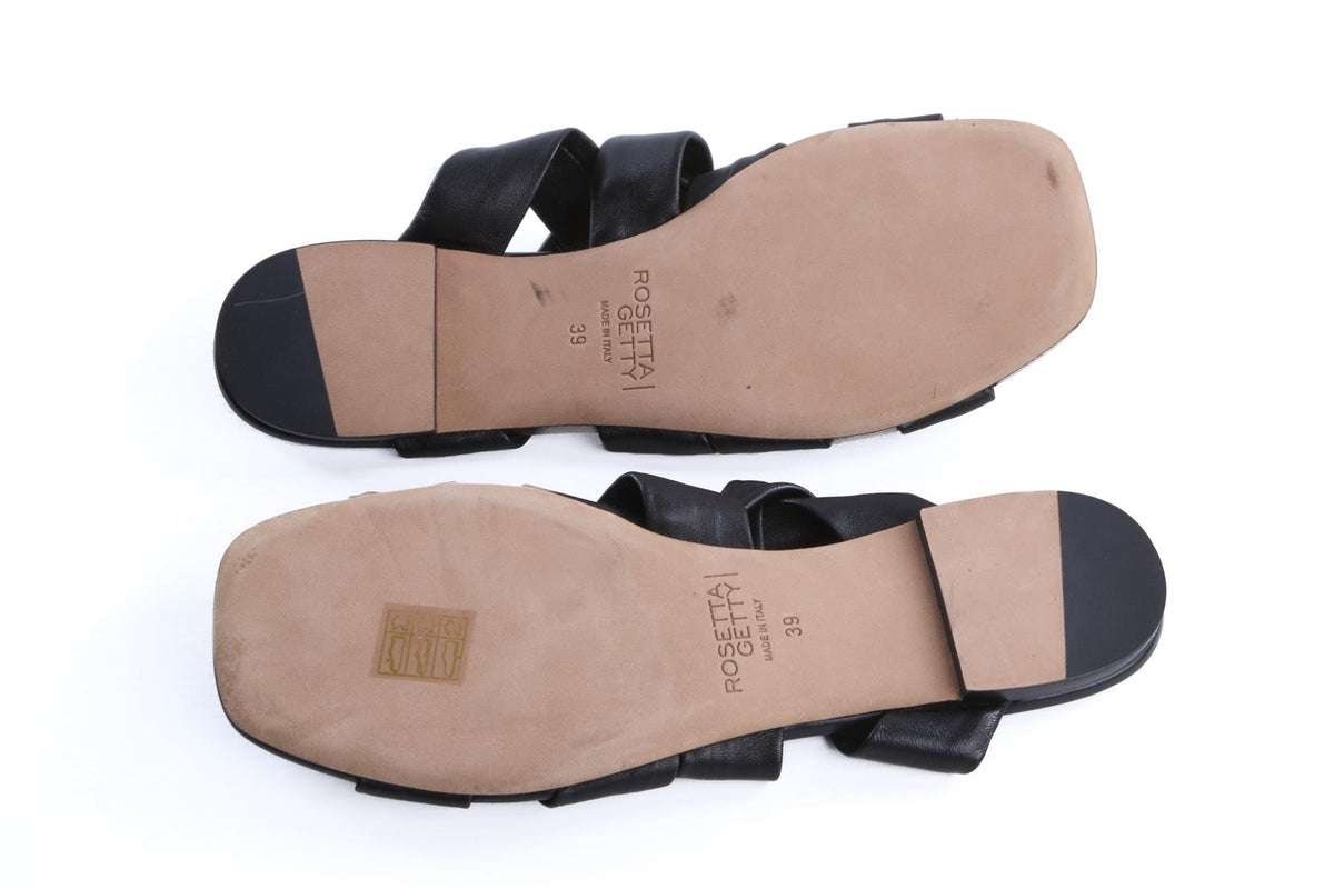 ROSETTA GETTY BLACK LEATHER SANDALS EU 39 UK 6 US 9