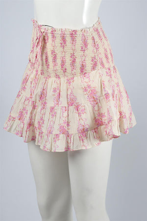 LOVESHACKFANCY CREAM COTTON MINI SKIRT SMALL