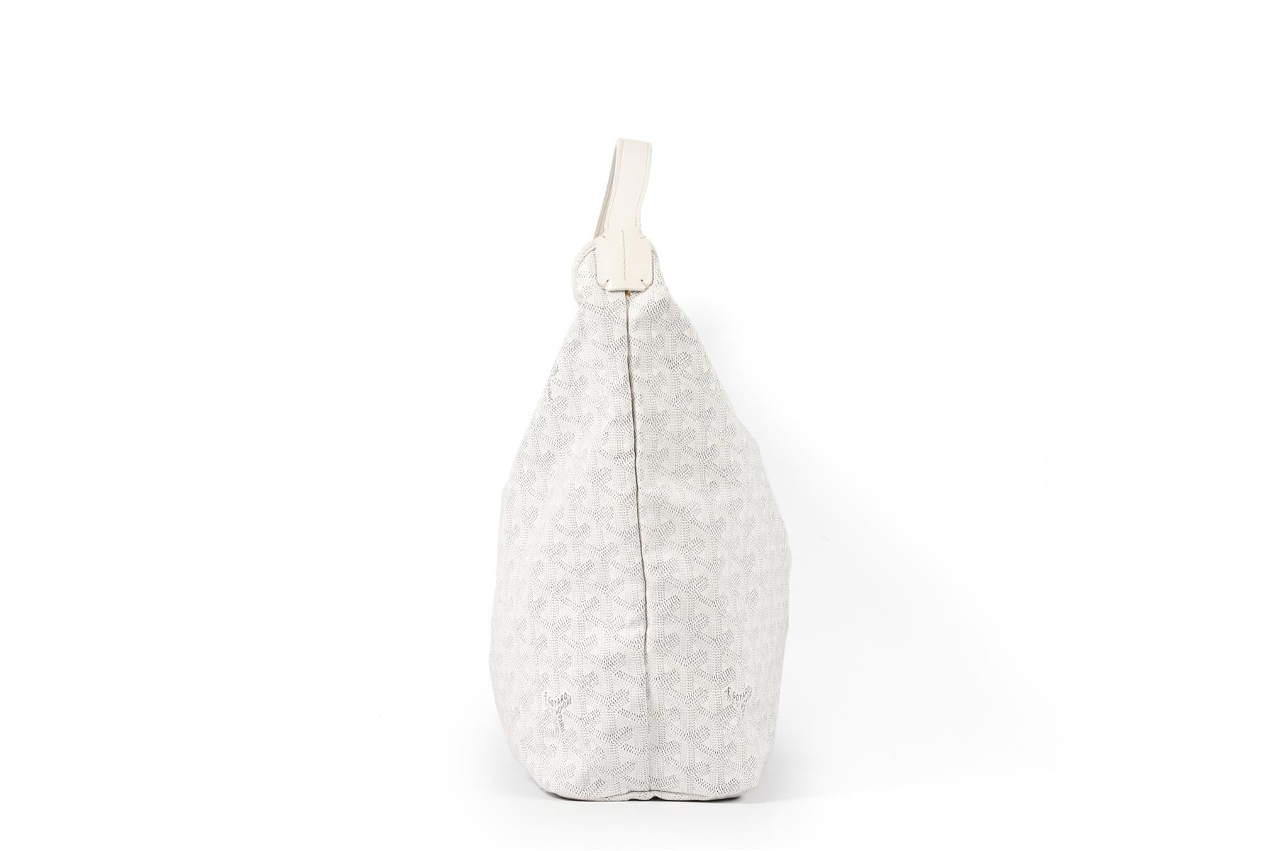 GOYARD WHITE BOHÈME HOBO COATED CANVAS SHOULDER BAG