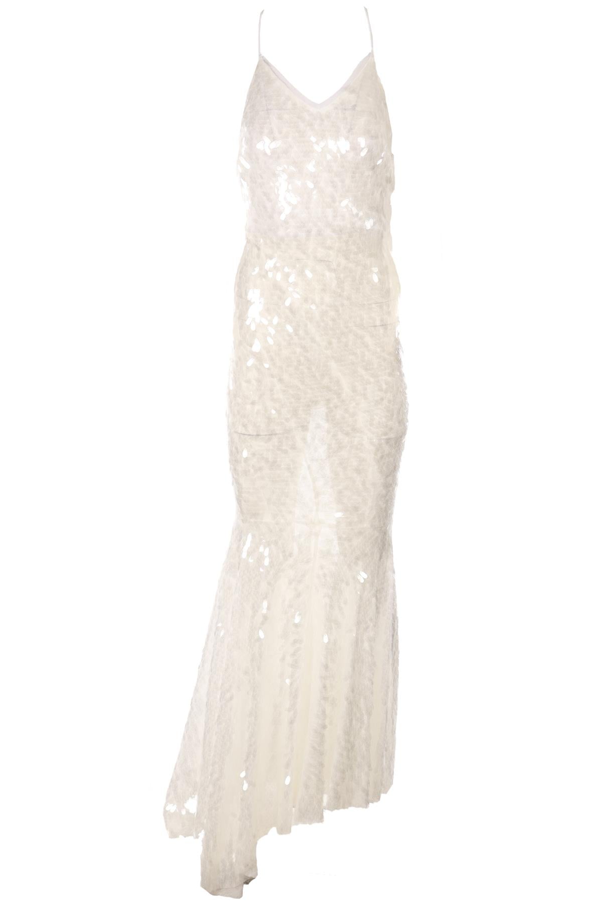 NORMA KAMALI WHITE SEQUIN MAXI DRESS XSMALL