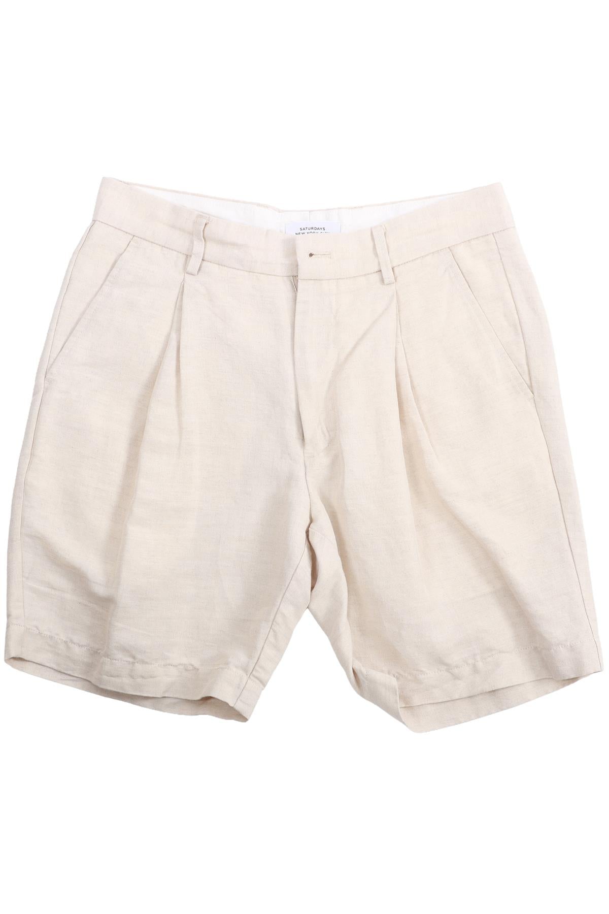 SATURDAYS NEW YORK CITY ECRU MENS LINEN SHORTS UK 30 FR 38 IT 46