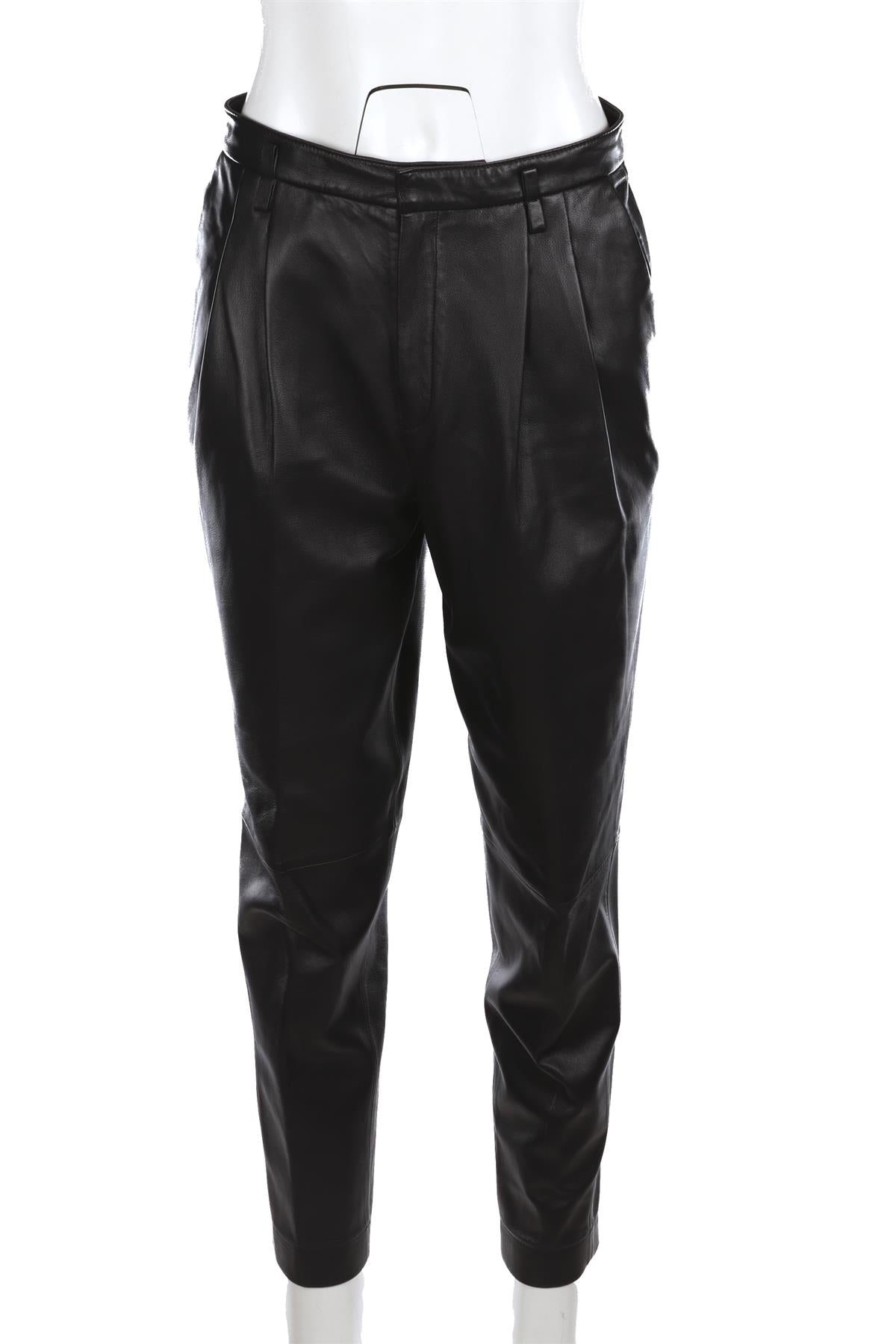 RED VALENTINO BLACK LEATHER TAPERED PANTS IT 42 UK 10