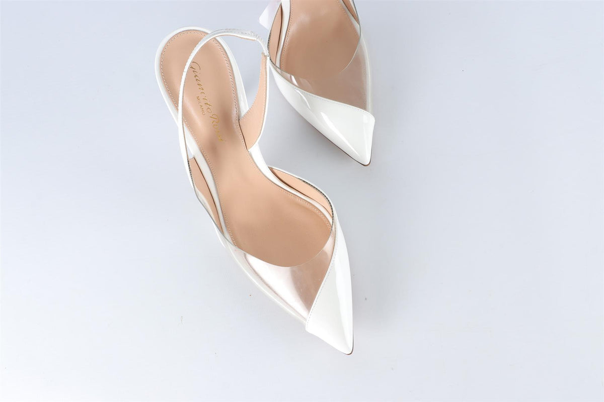 GIANVITO ROSSI WHITE PATENT LEATHER SLINGBACK PUMPS EU 40 UK 7 US 10