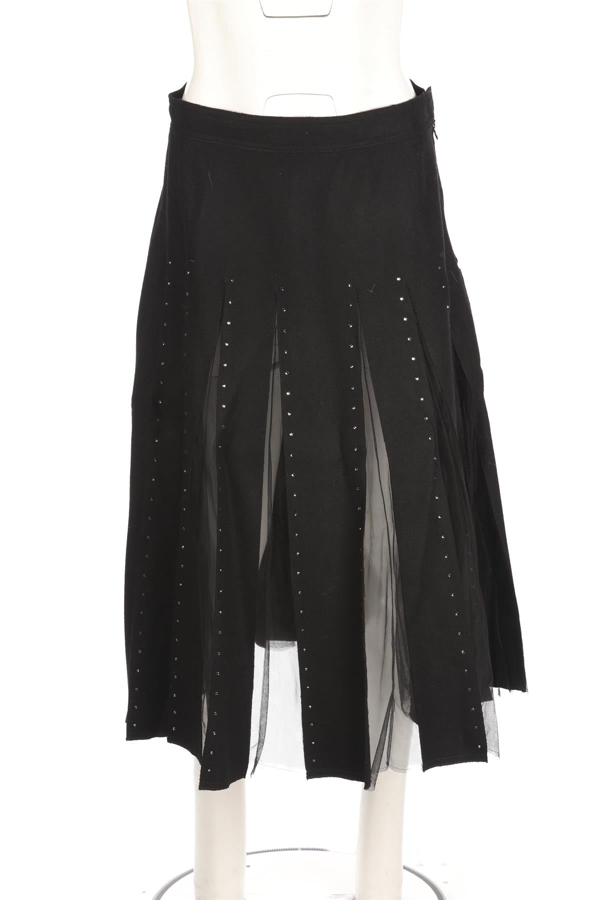 VALENTINO BLACK WOOL MIDI SKIRT W30