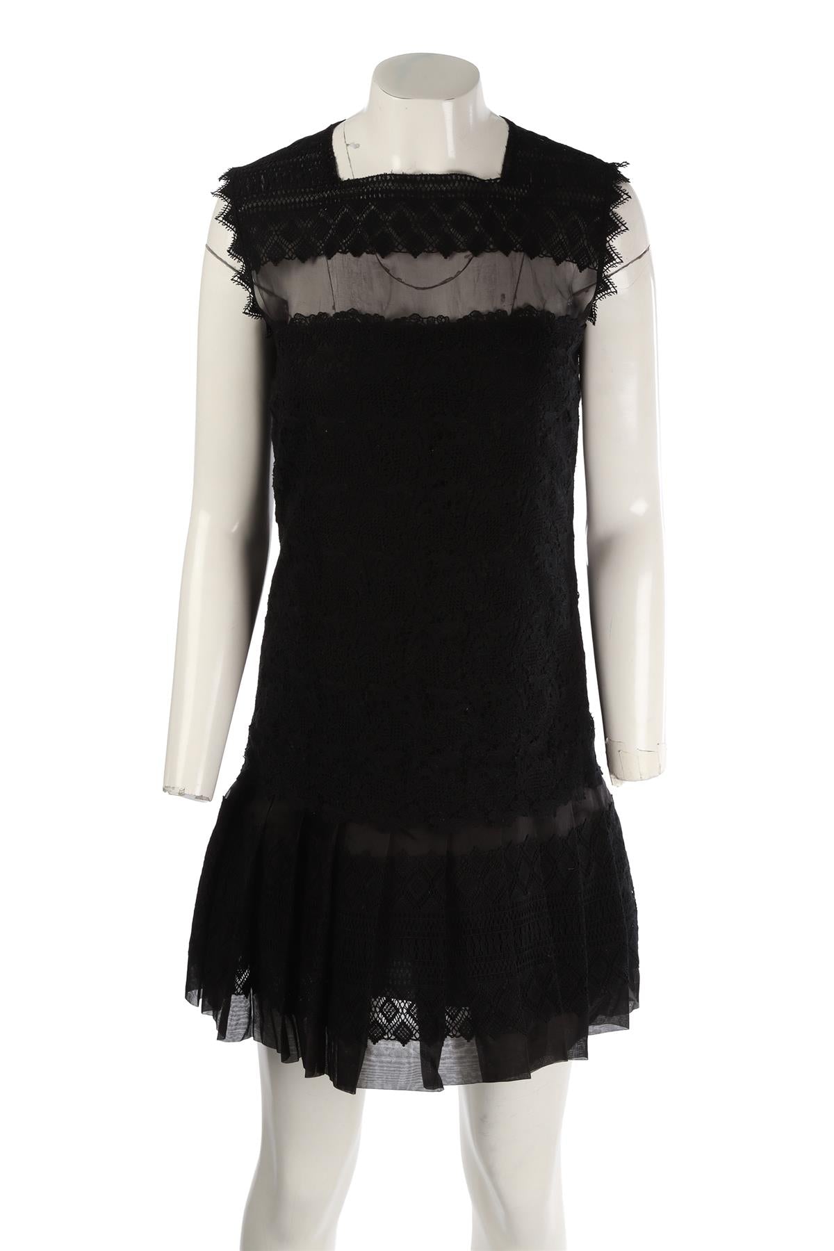 ERMANNO SCERVINO BLACK CROCHET MINI DRESS IT 40 UK 8