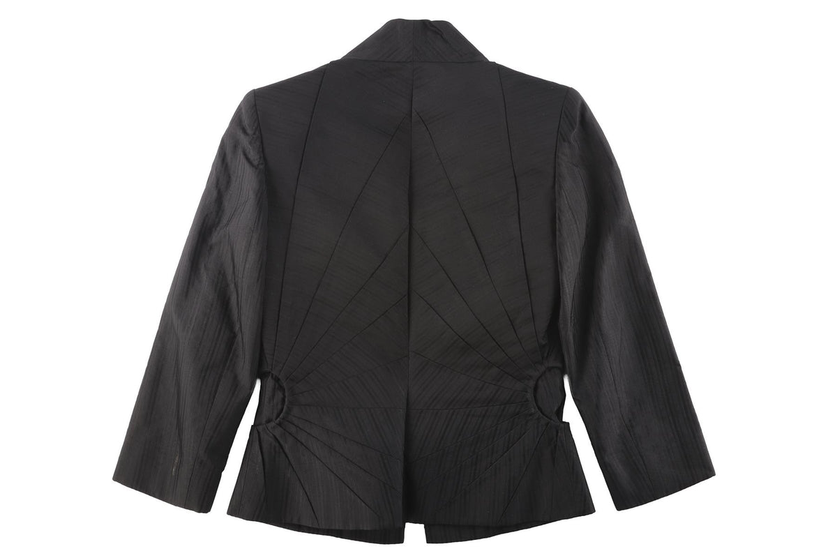 ALEXANDER MCQUEEN BLACK 2003 SILK JACKET AND PANTS SET IT 40 UK 8