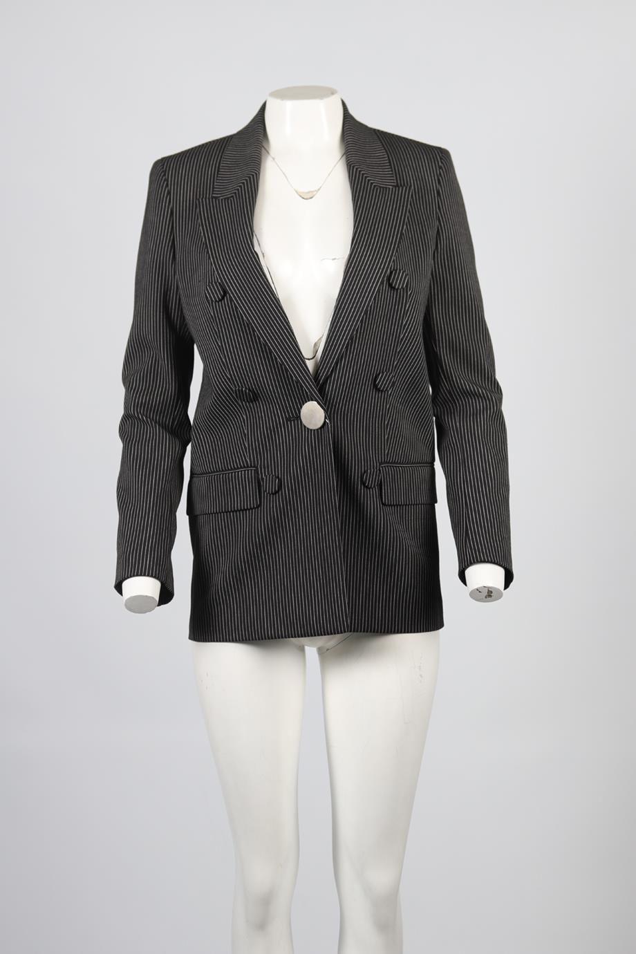 ALEXANDER WANG LEATHER AND WOOL BLEND BLAZER UK 4