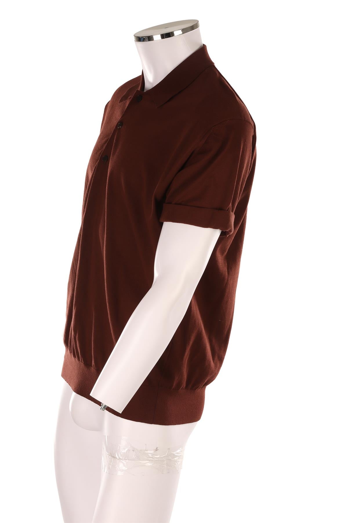 AURALEE BURGUNDY MEN'S COTTON POLO SHIRT JP 4 UK/US 32