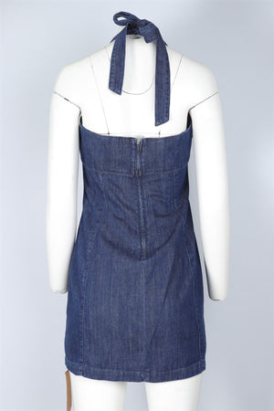 REFORMATION BLUE DENIM MINI DRESS US 4 UK 8