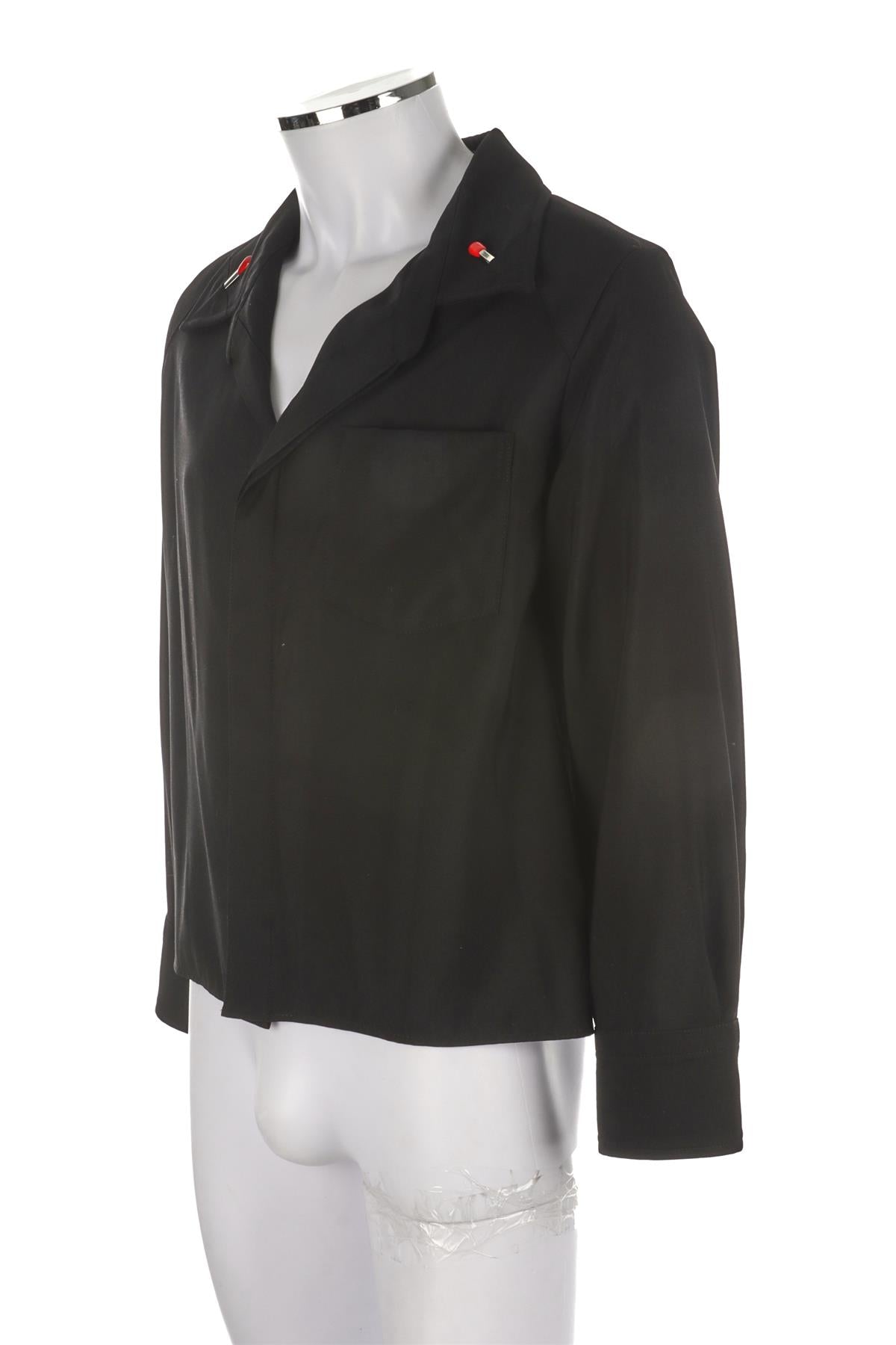 BOTTEGA VENETA BLACK MENS MATCHES WOOL SHIRT SMALL