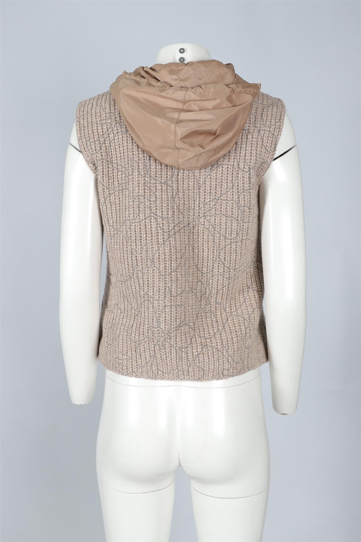 BRUNELLO CUCINELLI BEIGE WOOL AND NYLON VEST SMALL