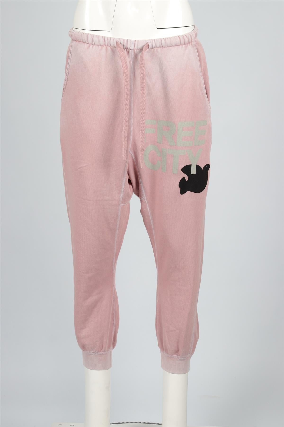 FREE CITY PINK COTTON TRACK PANTS SMALL