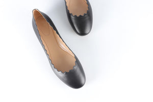 CHLOÉ BLACK LAUREN LEATHER BALLET FLATS EU 38.5 UK 5.5 US 8.5