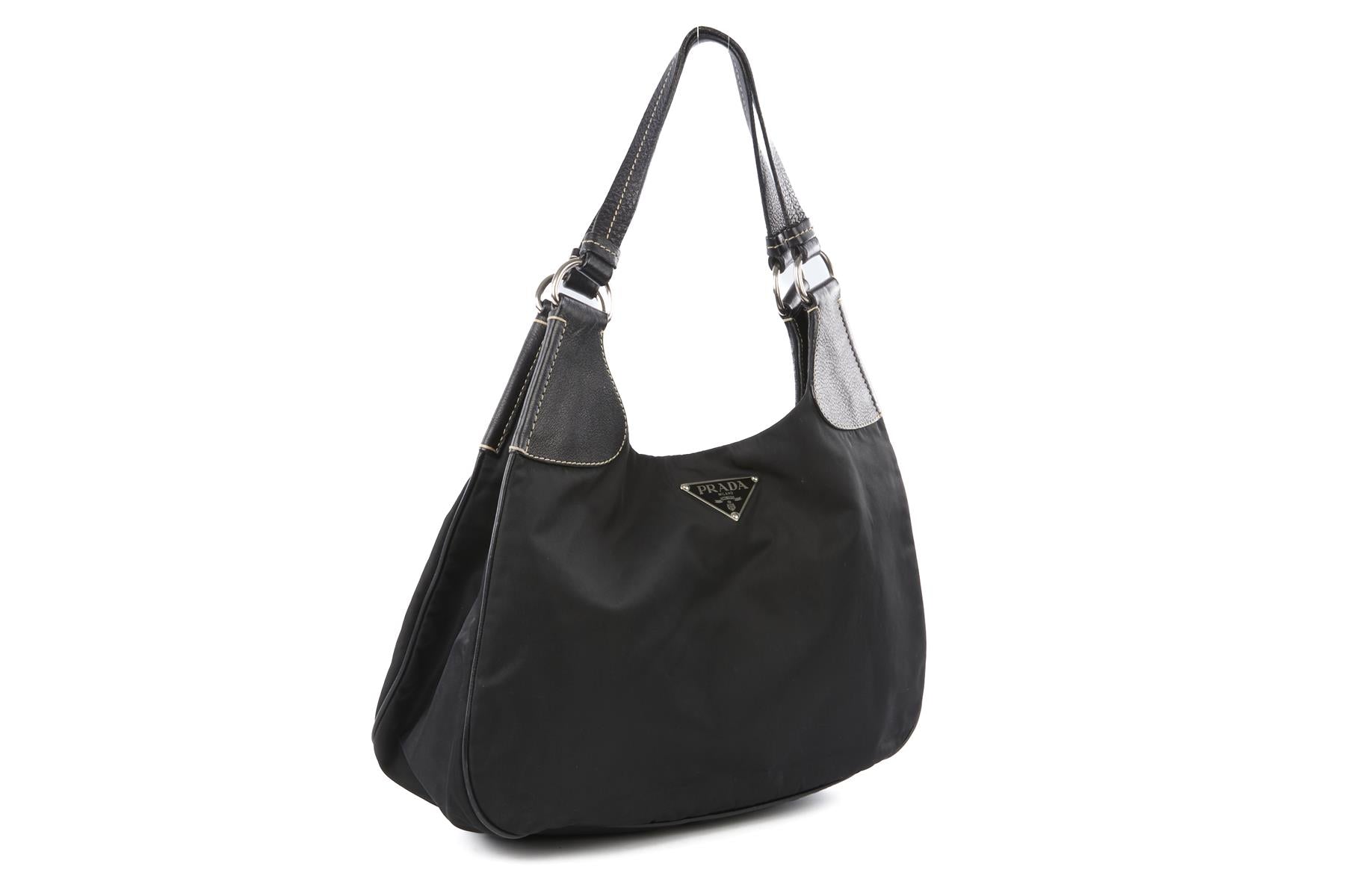 PRADA BLACK VINTAGE SEMITRACOLLA NYLON SHOULDER BAG