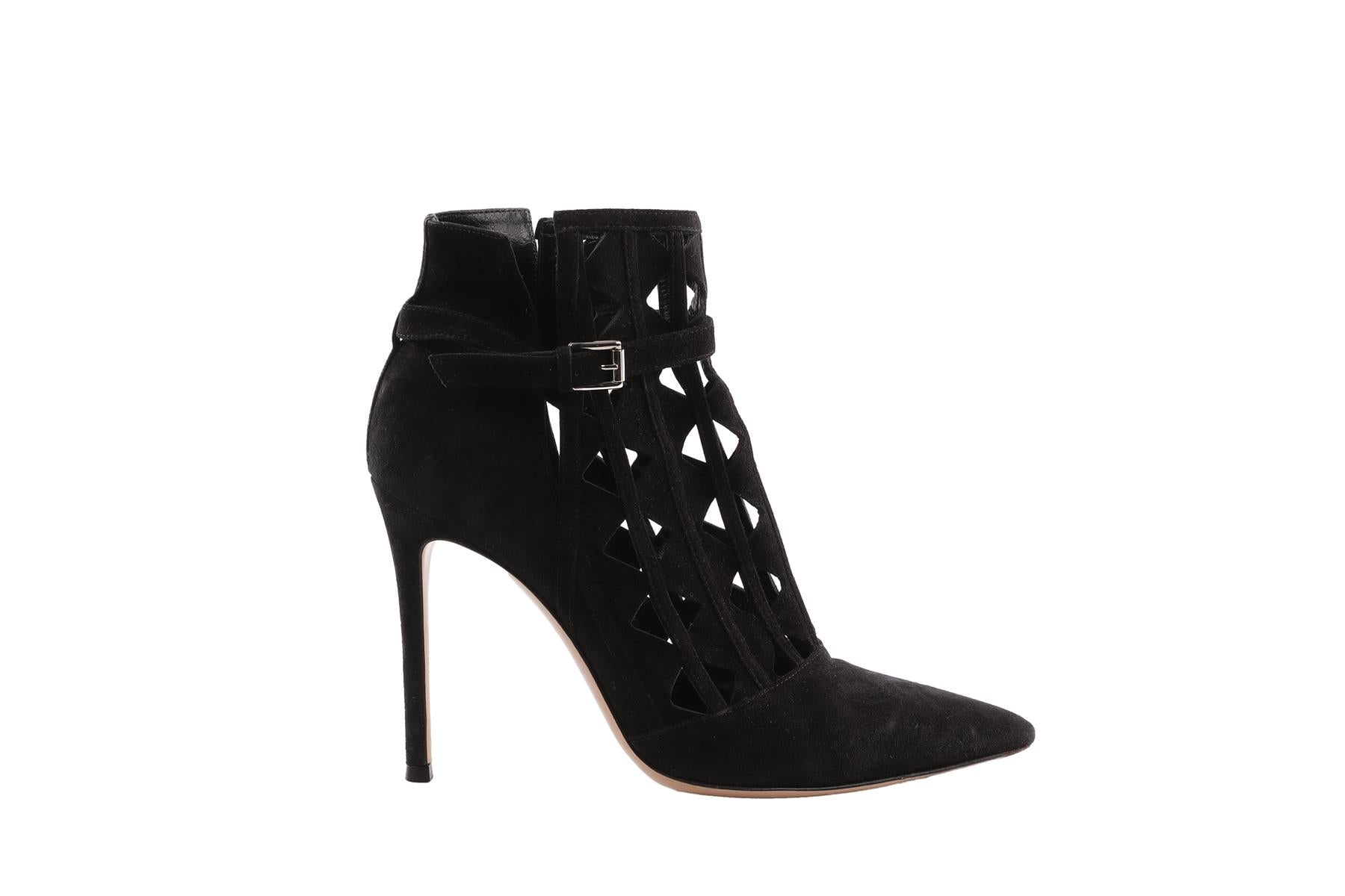 GIANVITO ROSSI BLACK SUEDE ANKLE BOOTS EU 38