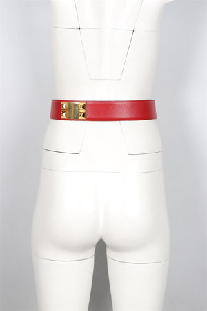 HERMÈS RED 1993 COLLIER DE CHIEN 47 MM LEATHER WAIST BELT