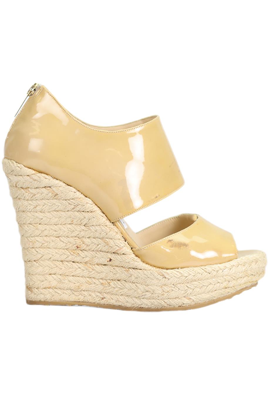 JIMMY CHOO PATENT LEATHER WEDGES ESPADRILLES EU 37 UK 4 US 7