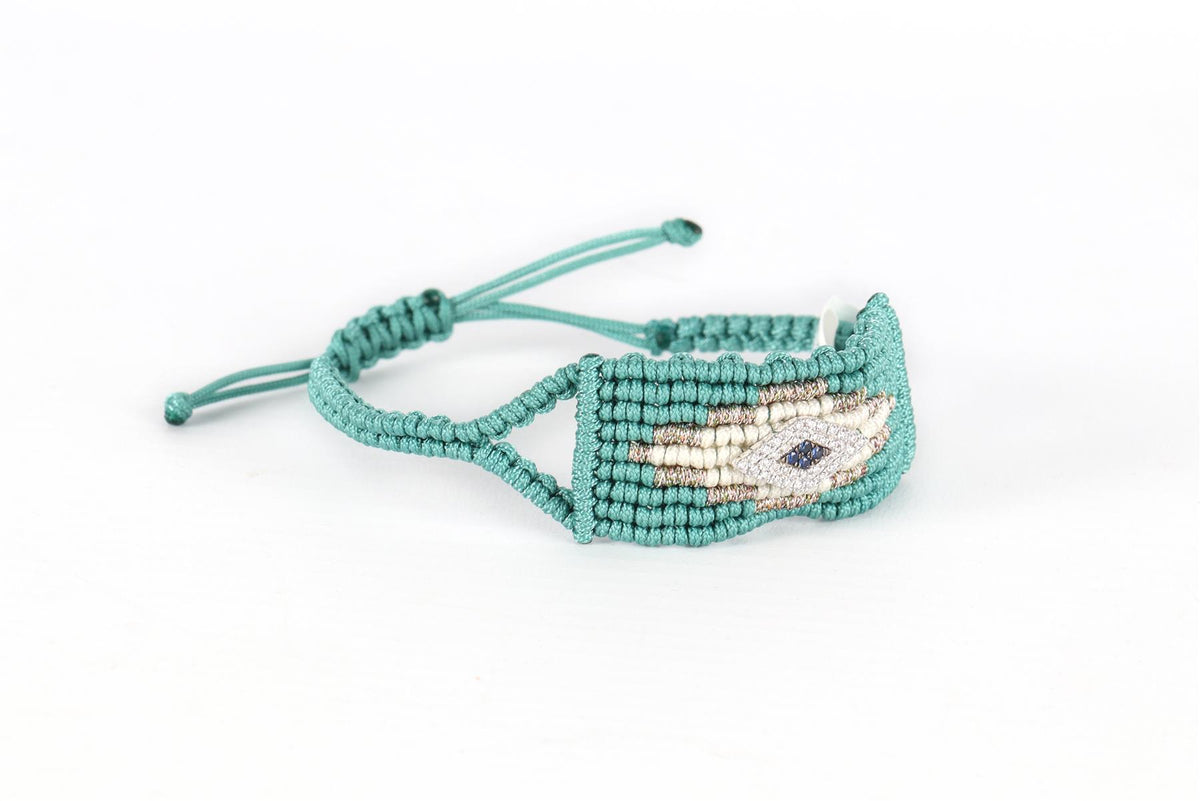Diane Kordas Blue Evil Eye Diamond and Cord Bracelet