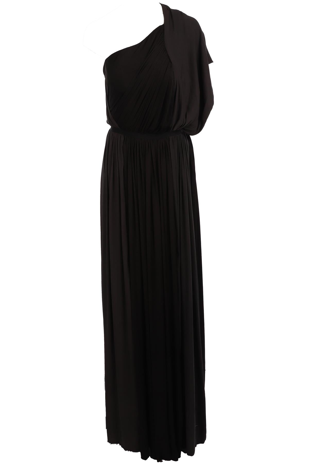 LANVIN BLACK 2011 SATIN MAXI DRESS FR 36 UK 8