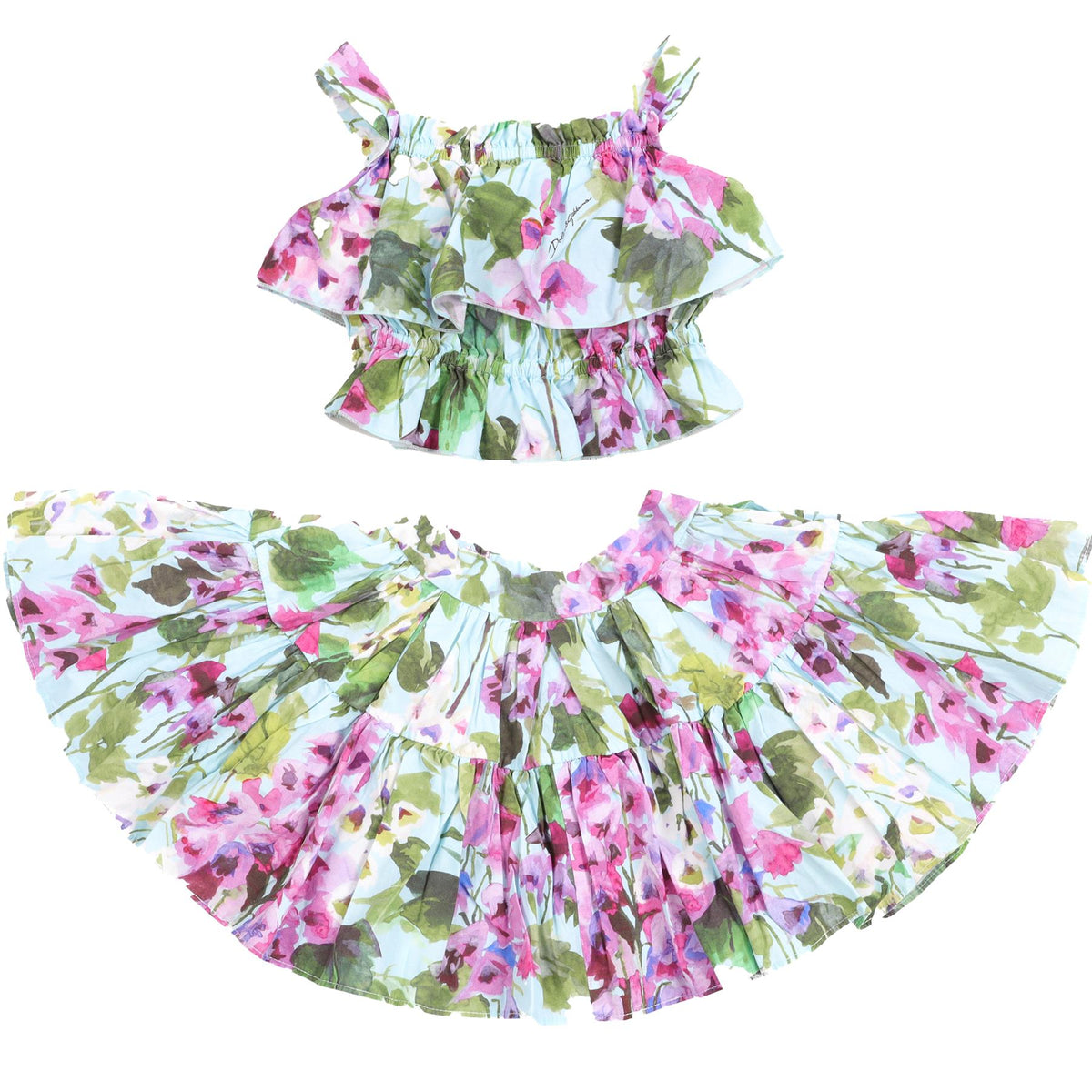 DOLCE & GABBANA MULTI BABY GIRLS TOP AND SKIRT SET 12-18 MONTHS