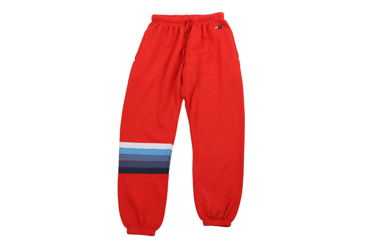 AVIATOR NATION RED MEN'S COTTON TRACK PANTS MEDIUM