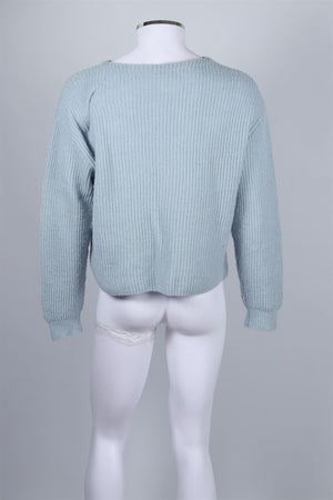 AURALEE BLUE MEN'S WOOL JUMPER MEDIUM