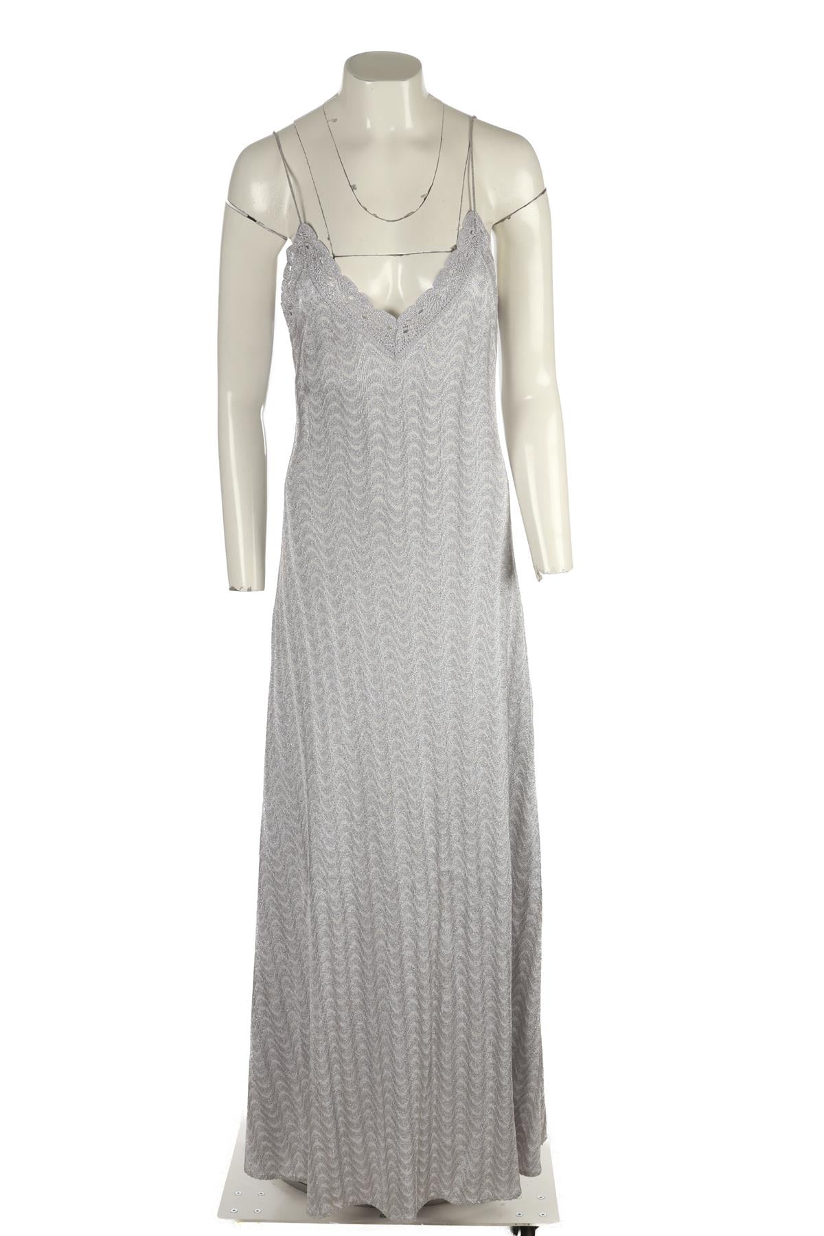 MISSONI SILVER CROCHET MAXI DRESS IT 42 UK 10