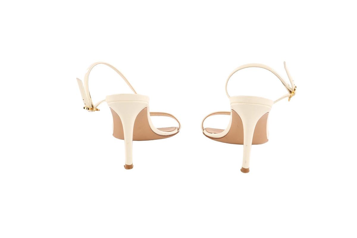 GIANVITO ROSSI IVORY PATENT LEATHER SANDALS EU 36 UK 3 US 6