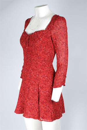 REFORMATION RED CREPE MINI DRESS US 2 UK 6