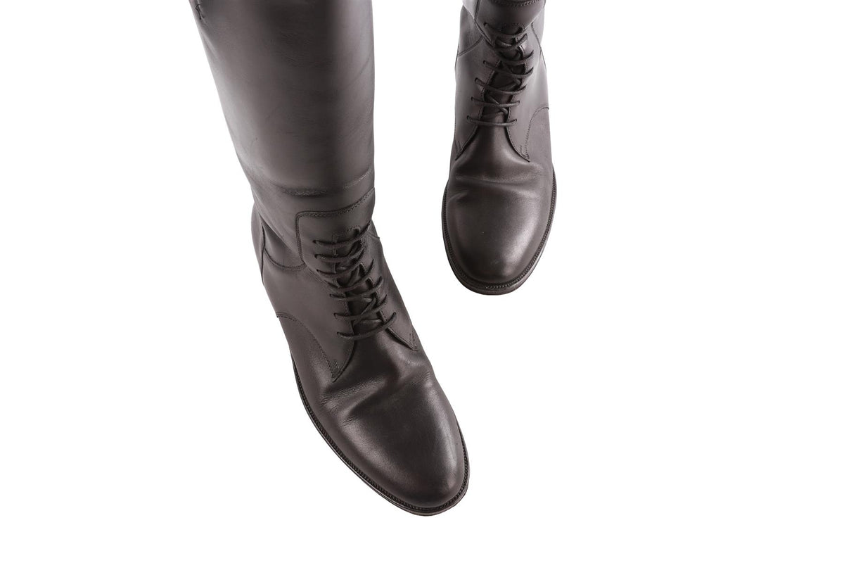 BLACK LEATHER KNEE HIGH BOOTS