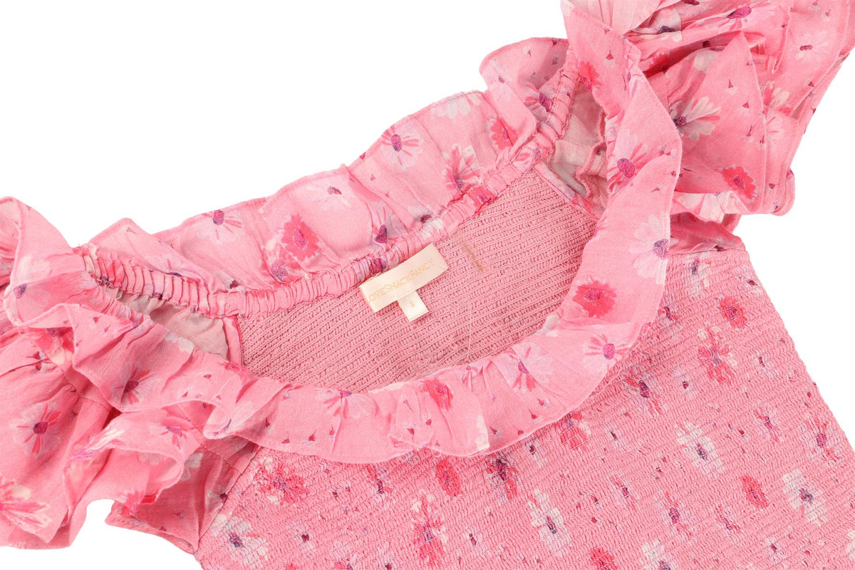 LOVESHACKFANCY PINK COTTON MINI DRESS SMALL