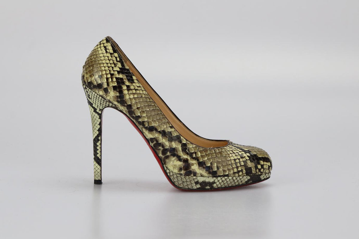 CHRISTIAN LOUBOUTIN PYTHON PLATFORM PUMPS EU 37.5 UK 4.5 US 7.5