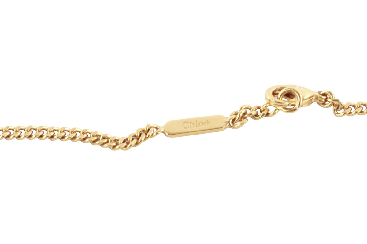 CHLOÉ GOLD RING GOLD TONE CHAIN NECKLACE
