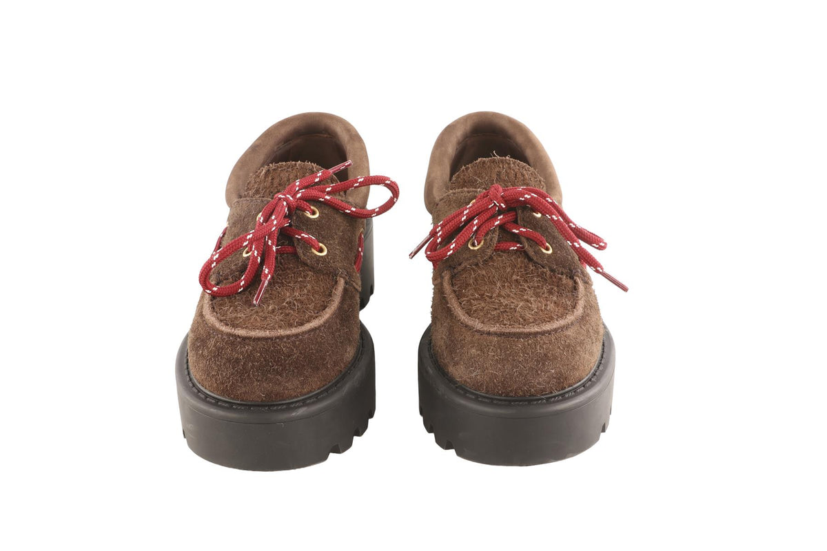 MIU MIU BROWN SUEDE PLATFORM LOAFERS EU 39 UK 6 US 9